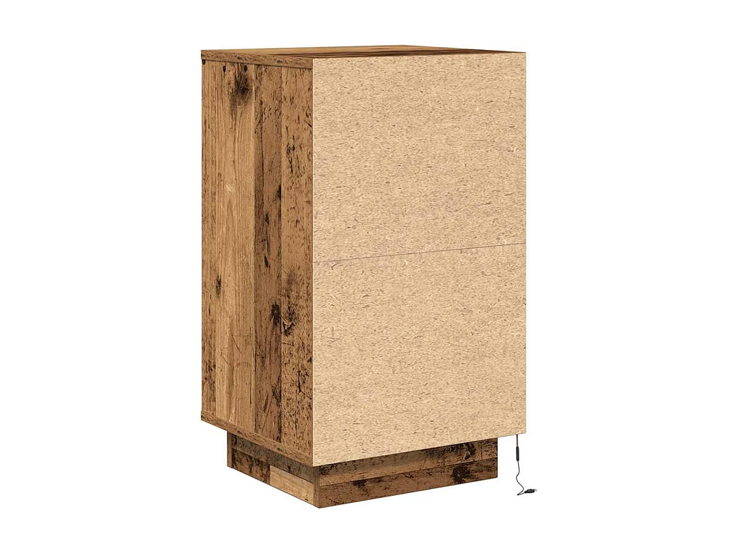 Nachttisch mit LED-Leuchten Altholz-Optik 38x34x65 cm