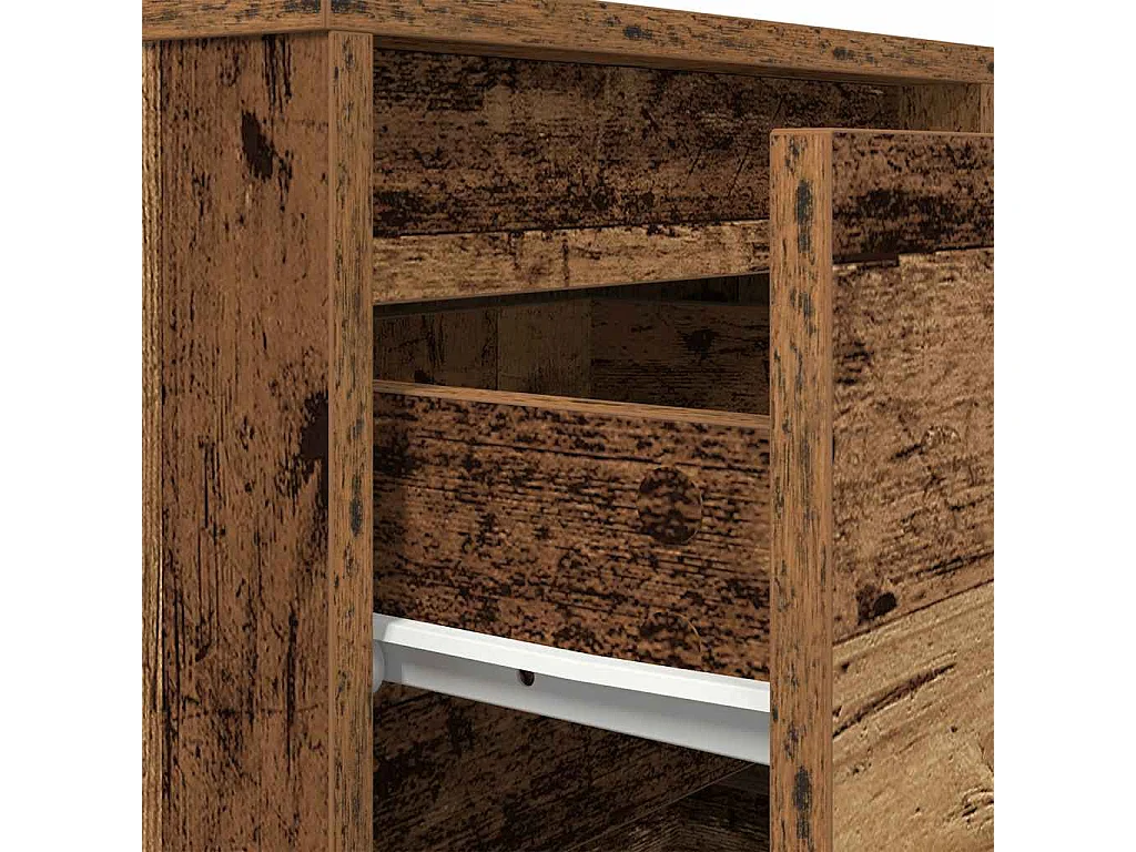 Nachttisch mit LED-Leuchten Altholz-Optik 38x34x65 cm