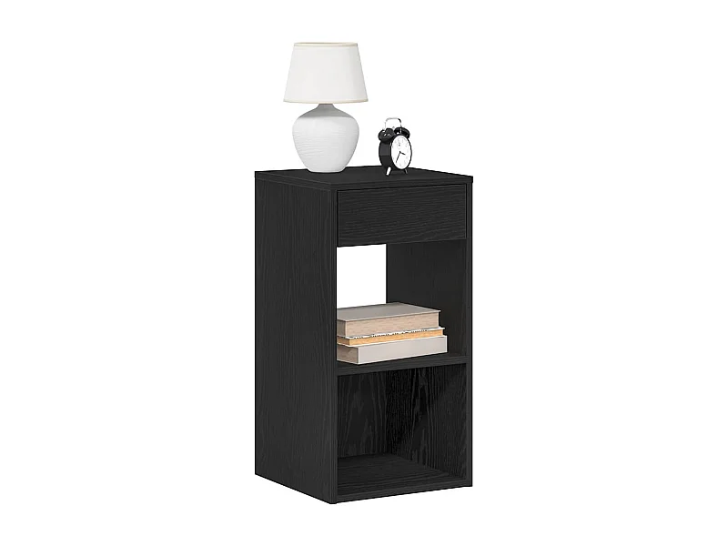 Nachtkastjes 2 st met lade 35x34x66,5 cm zwart eikenkleurig