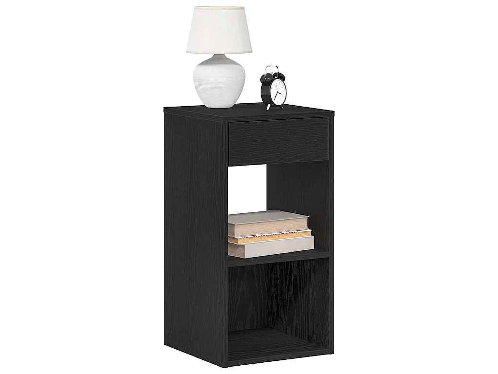 Comodini con Cassetto 2 pz Rovere Neri 35x34x66,5 cm