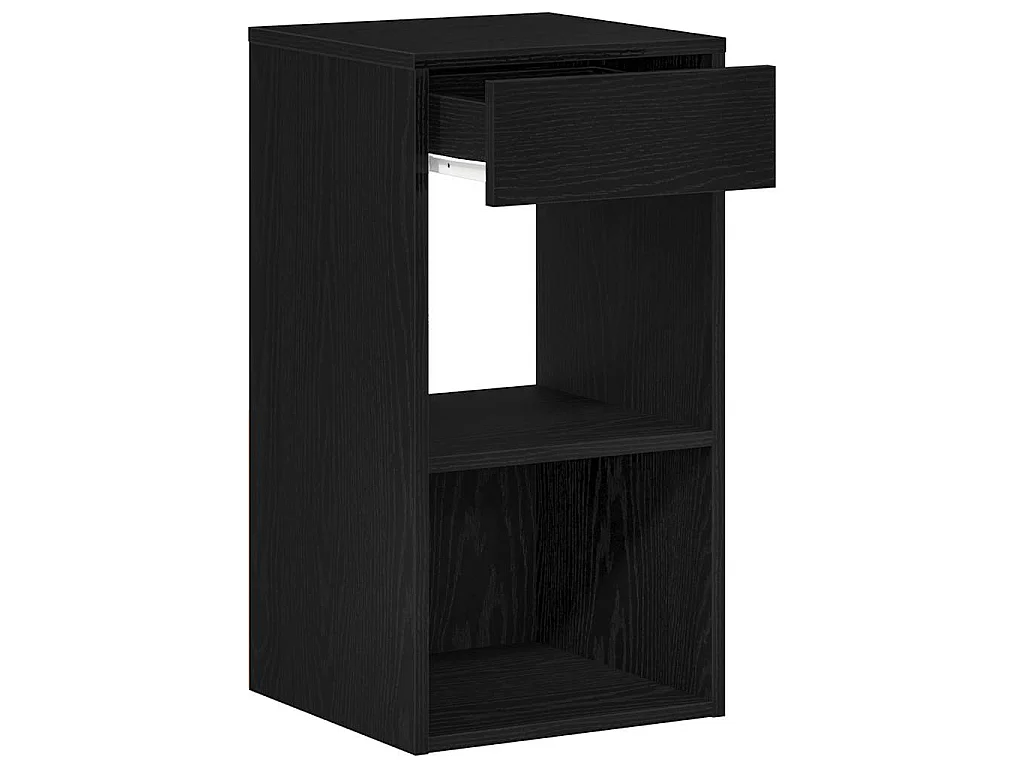 Comodini con Cassetto 2 pz Rovere Neri 35x34x66,5 cm