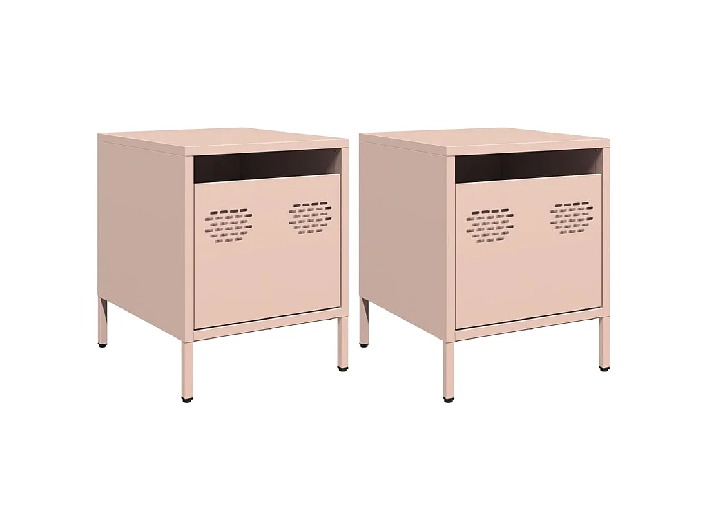 Tables de chevet 2 pcs rose 35x39x43,5 cm acier