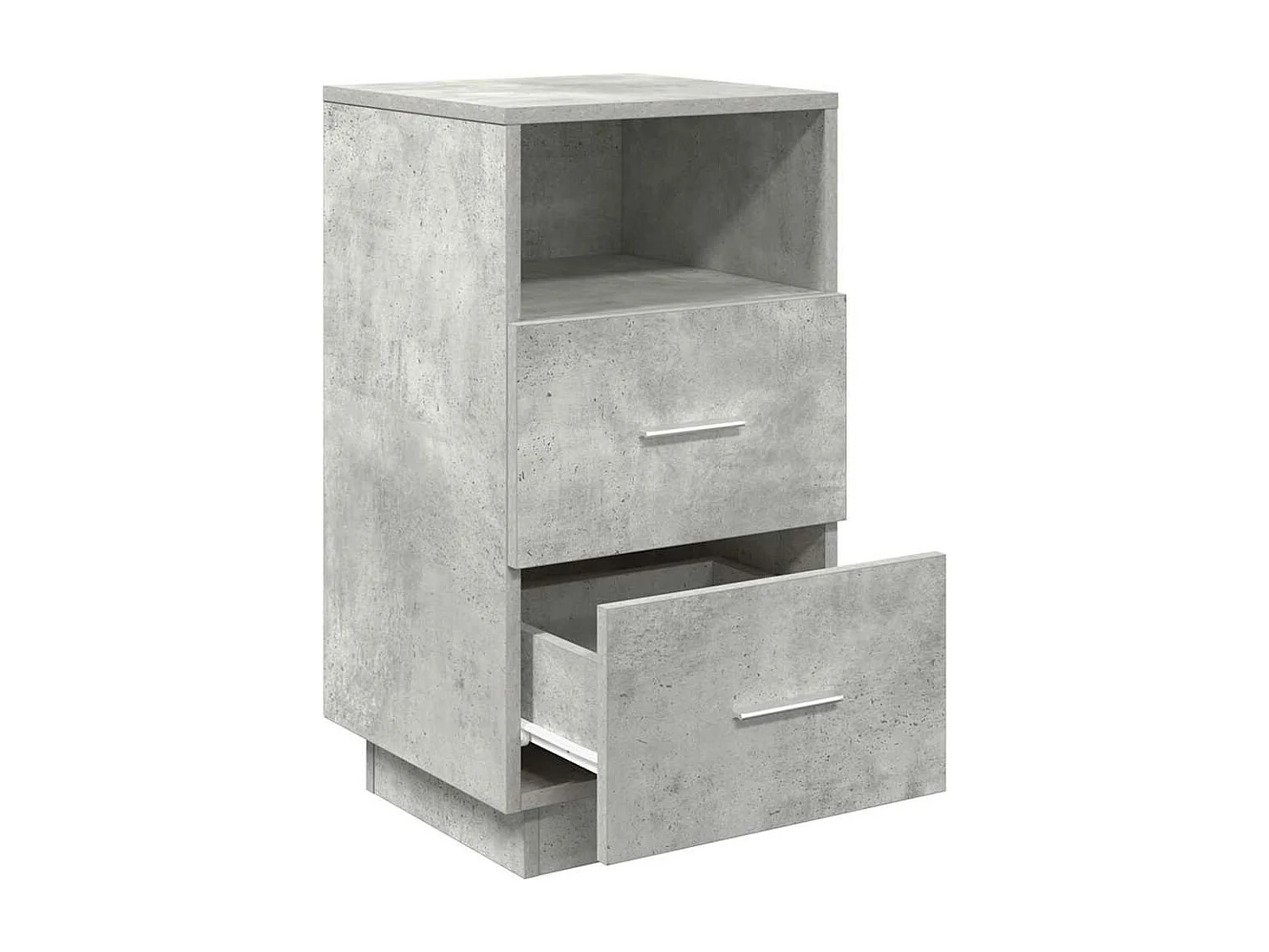 Table de chevet avec 2 tiroirs gris béton 36x36x68 cm