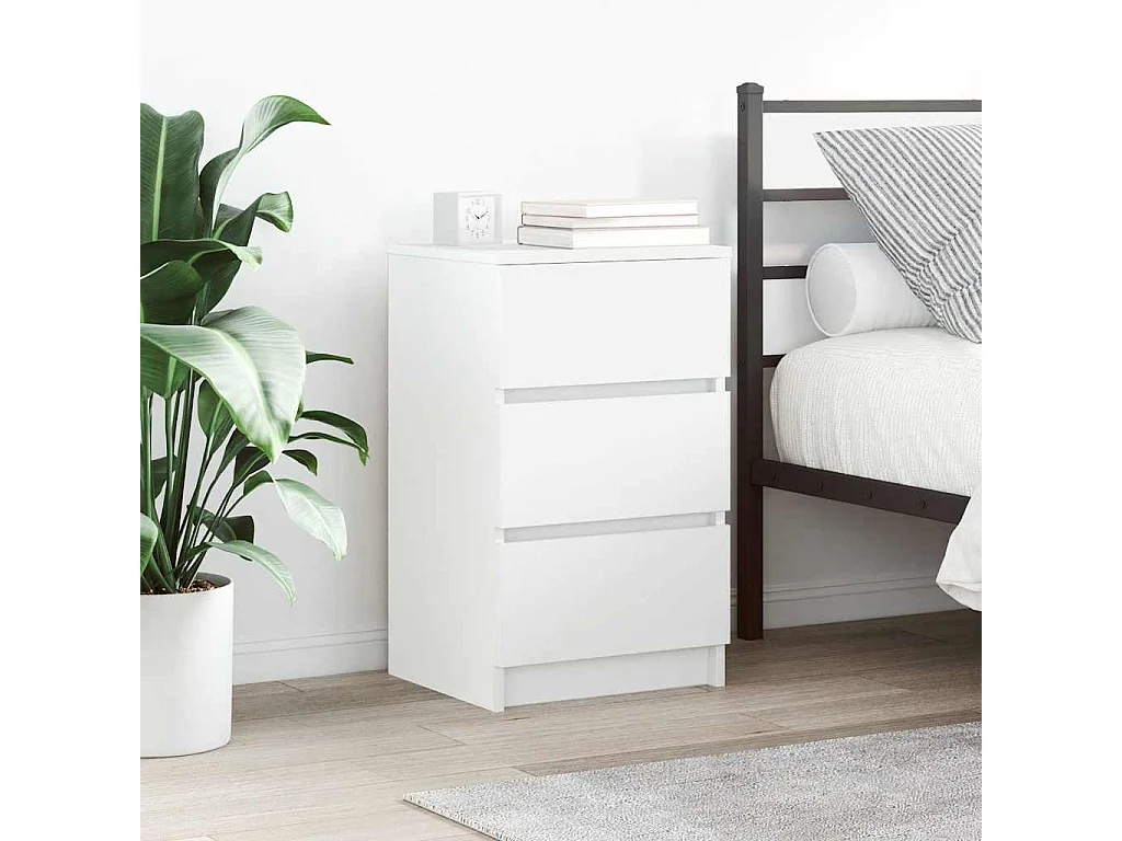 Mesas de cabeceira 3 gavetas 2 pcs 39x35x65cm branco