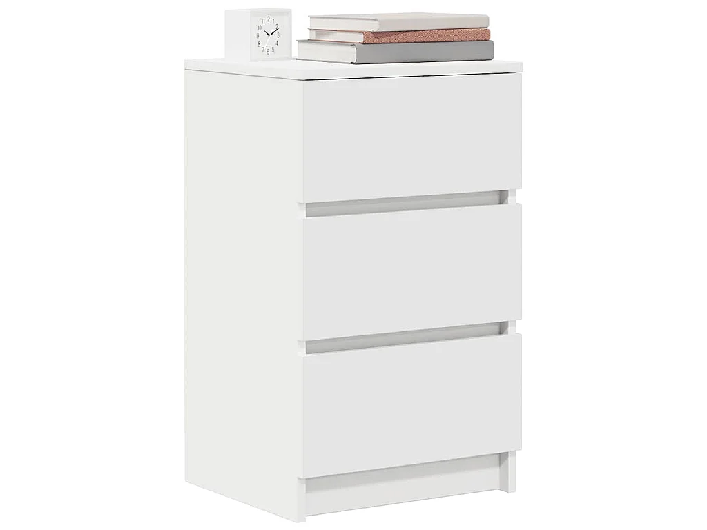 Mesas de cabeceira 3 gavetas 2 pcs 39x35x65cm branco