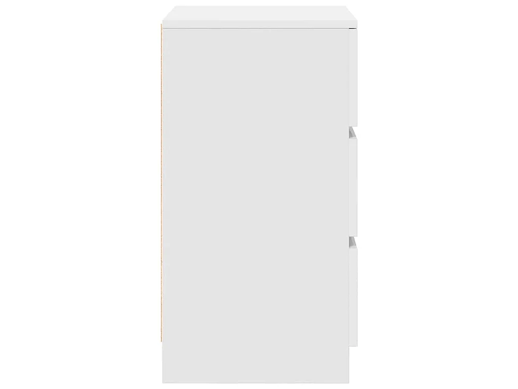 Mesas de cabeceira 3 gavetas 2 pcs 39x35x65cm branco