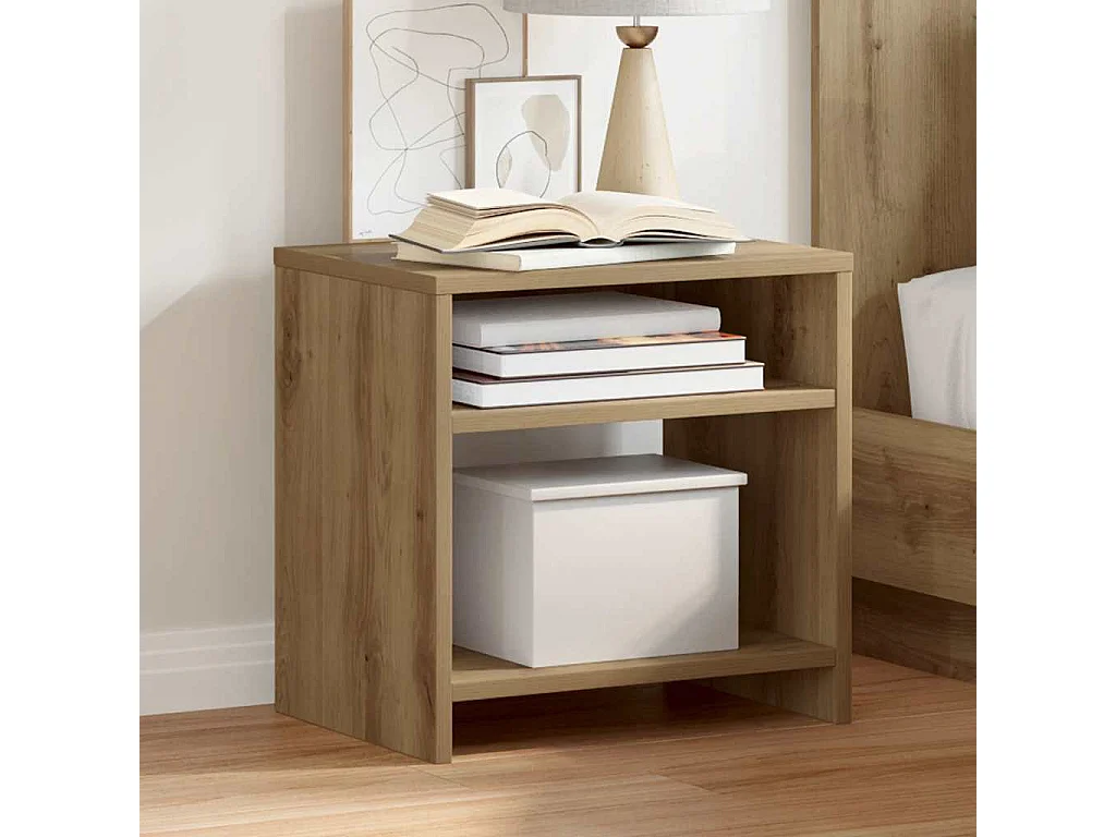 Table de chevet chêne artisanal 40x30x40 cm bois d'ingénierie