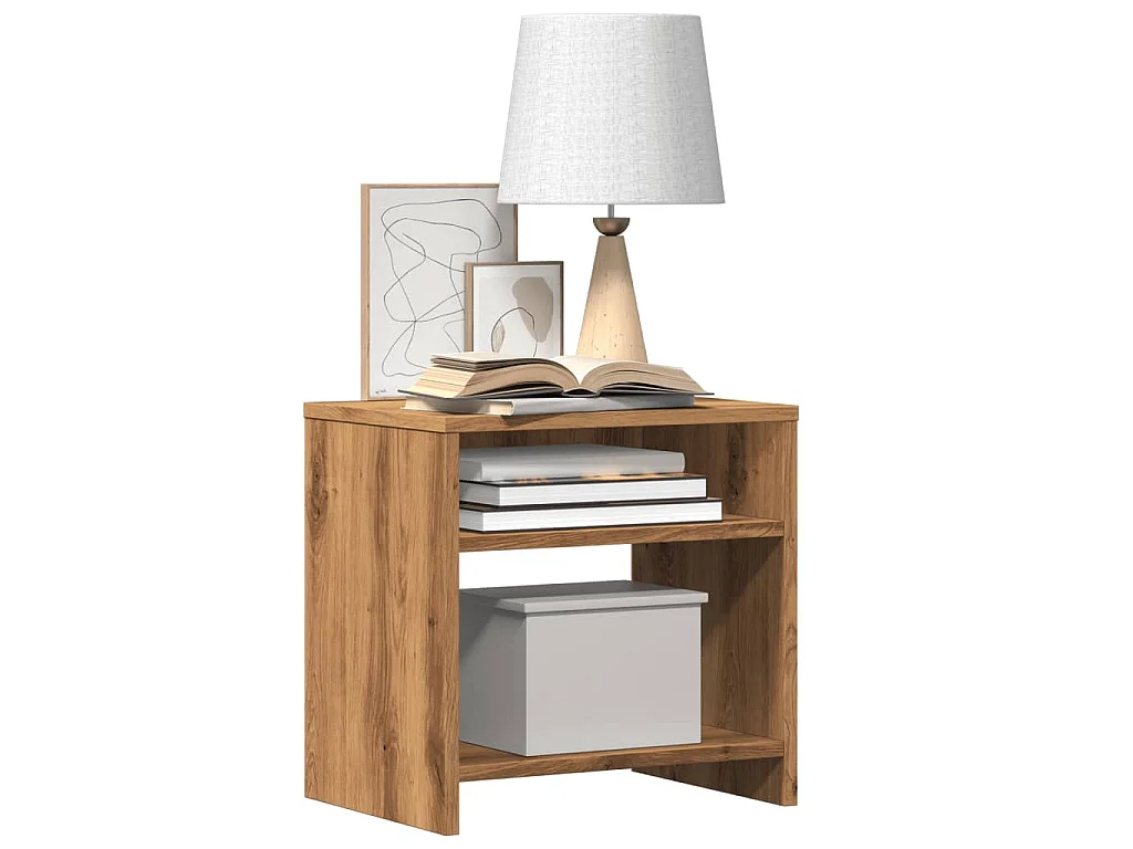 Table de chevet chêne artisanal 40x30x40 cm bois d'ingénierie