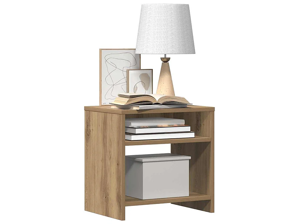 Table de chevet chêne artisanal 40x30x40 cm bois d'ingénierie