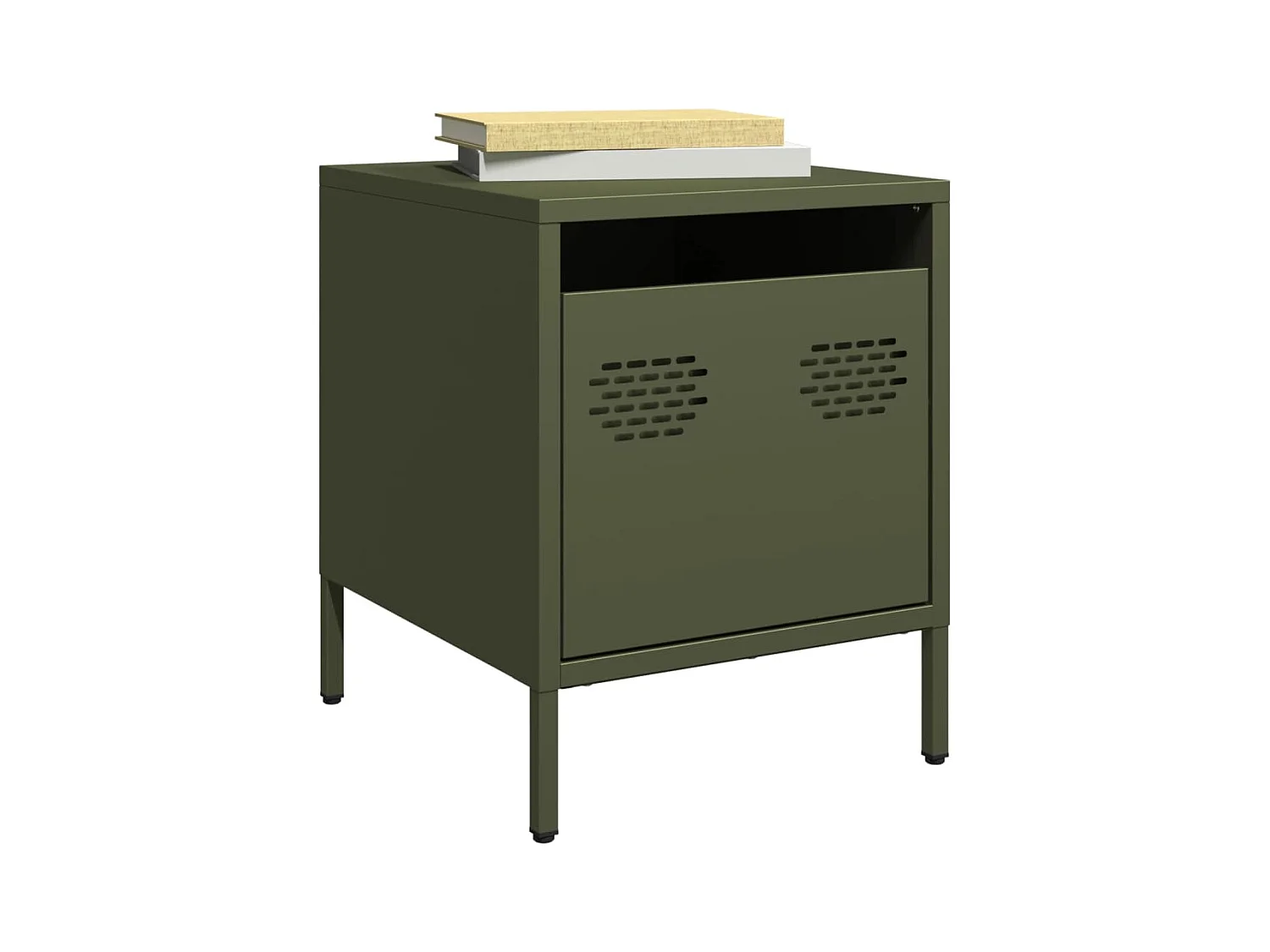 Table de chevet vert olive 35x39x43,5 cm acier