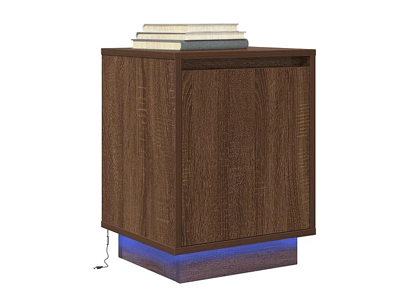 Nachttisch mit LED-Leuchten Braun Eichen-Optik 38x34x50 cm