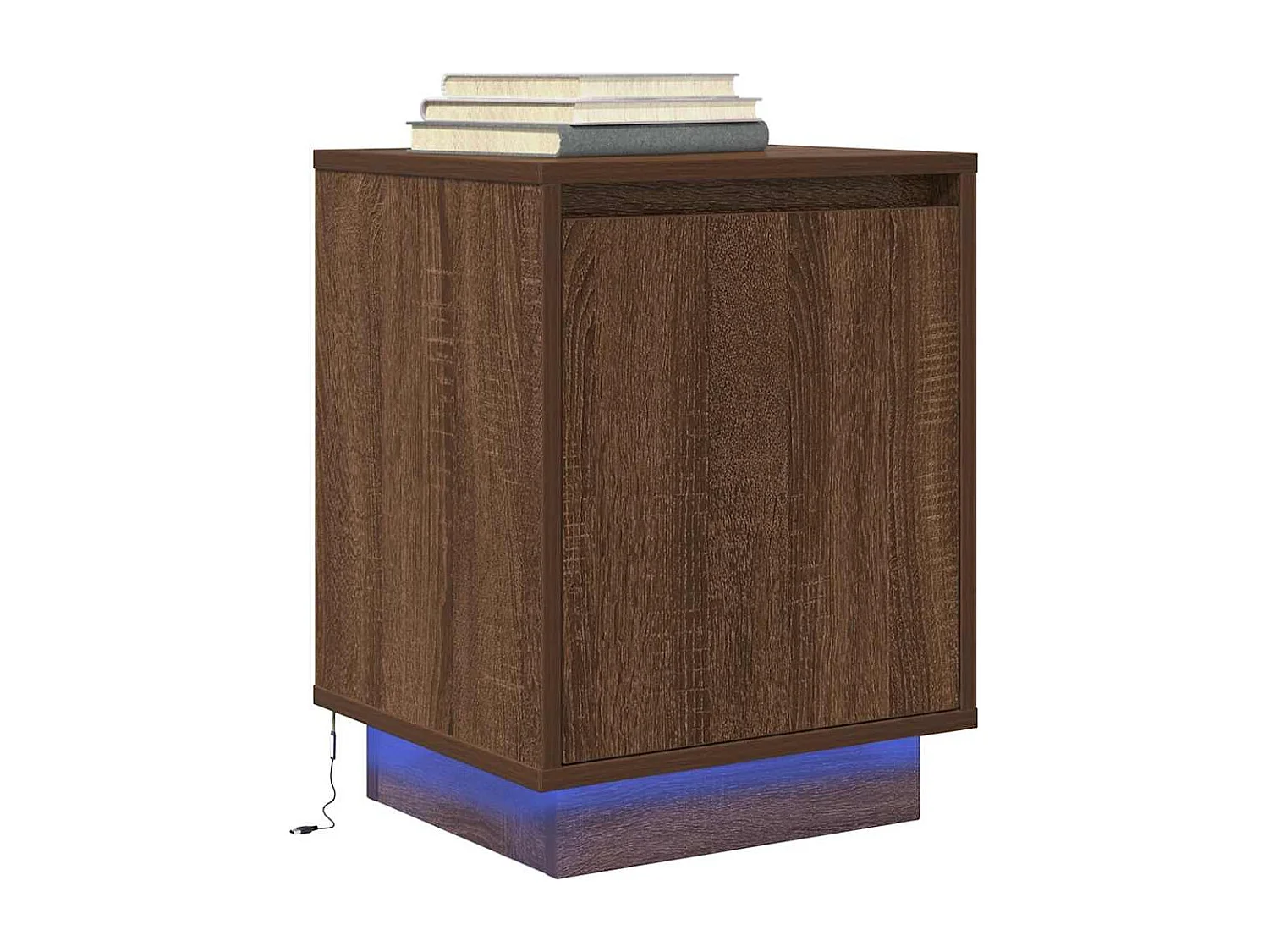 Table de chevet avec lumières LED chêne marron 38x34x50 cm