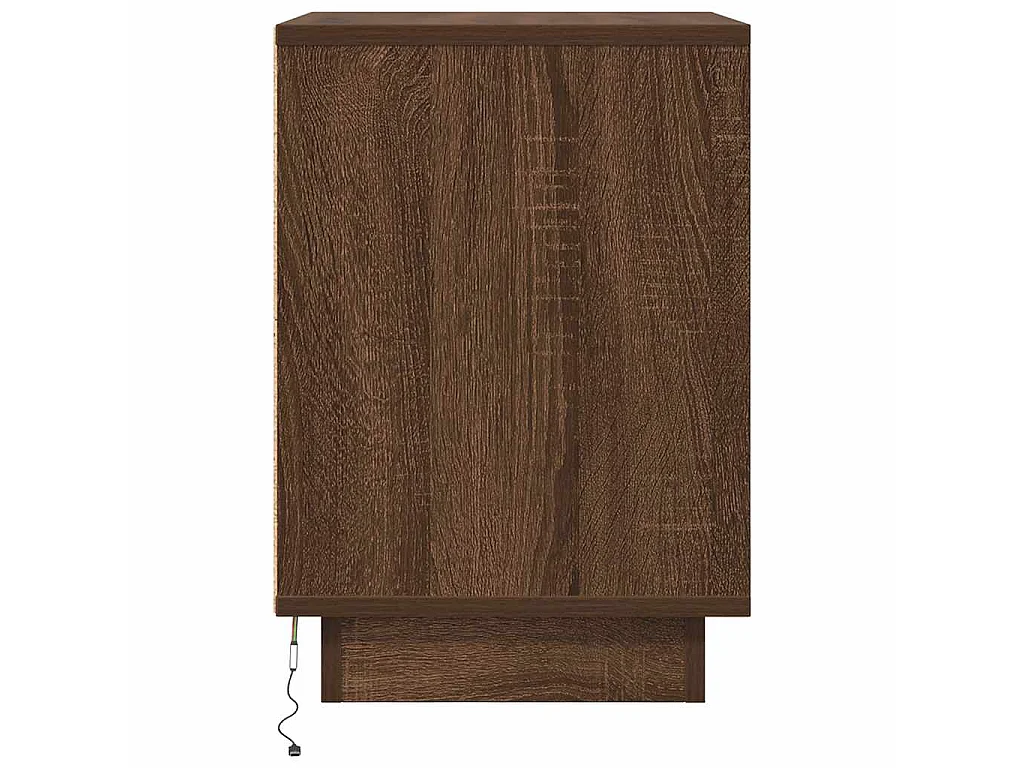 Comodino con Luci LED Rovere Marrone 38x34x50 cm