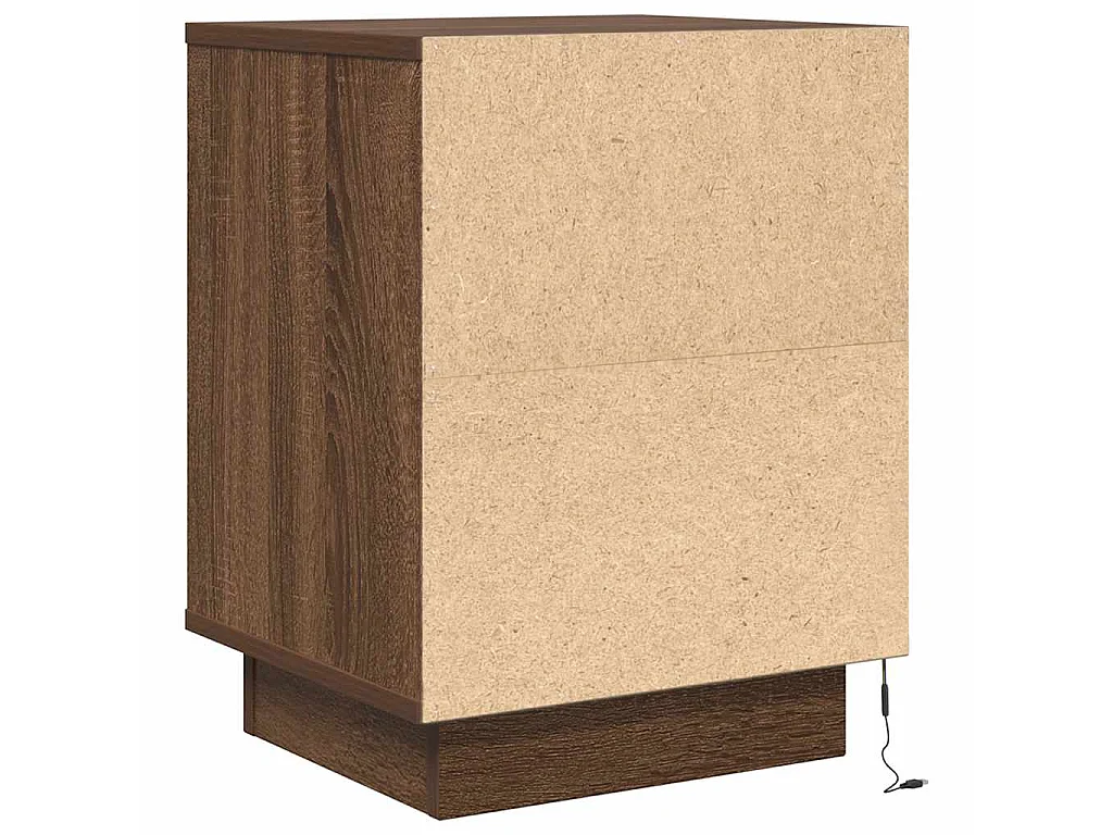 Comodino con Luci LED Rovere Marrone 38x34x50 cm