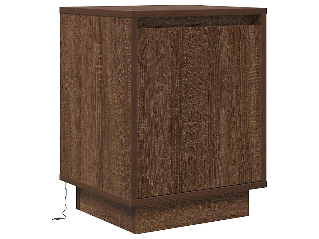 Table de chevet avec lumières LED chêne marron 38x34x50 cm