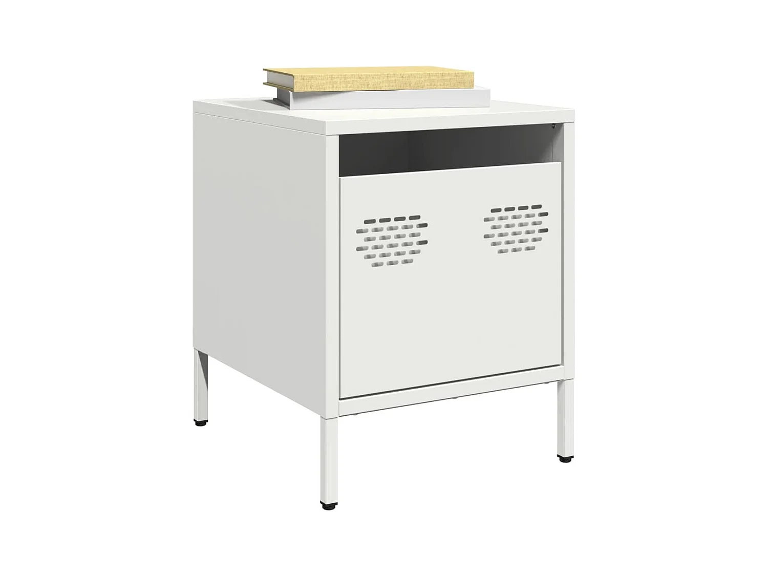 Tables de chevet 2 pcs blanc 35x39x43,5 cm acier
