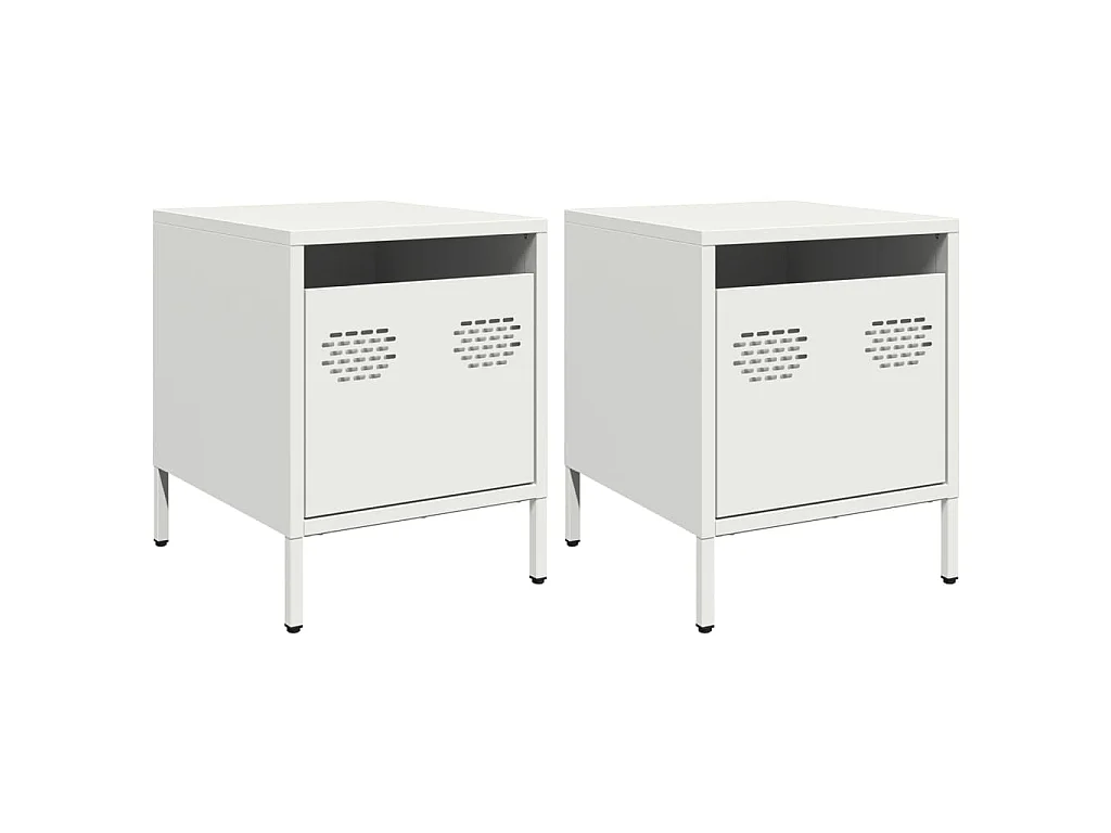 Nachtkastjes 2 st 35x39x43,5 cm staal wit