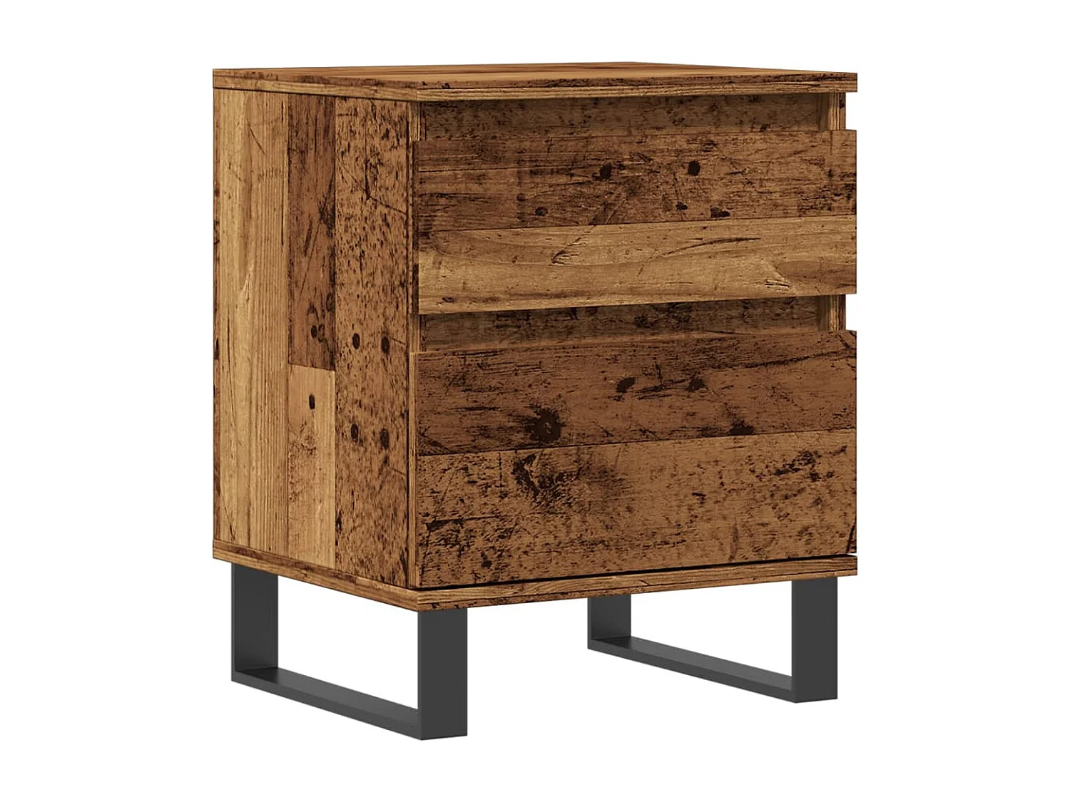 Nachtkastje 40x35x50 cm bewerkt hout oud houtkleurig