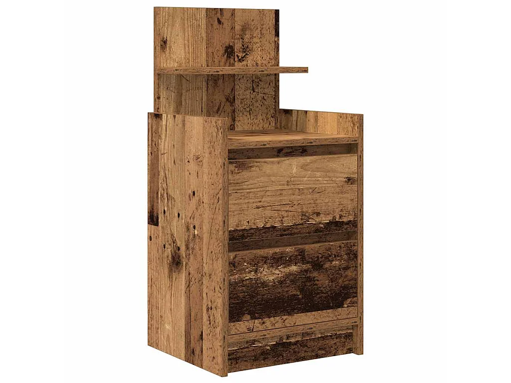 Nachttisch mit 2 Schubladen Altholz-Optik 38x34x80 cm
