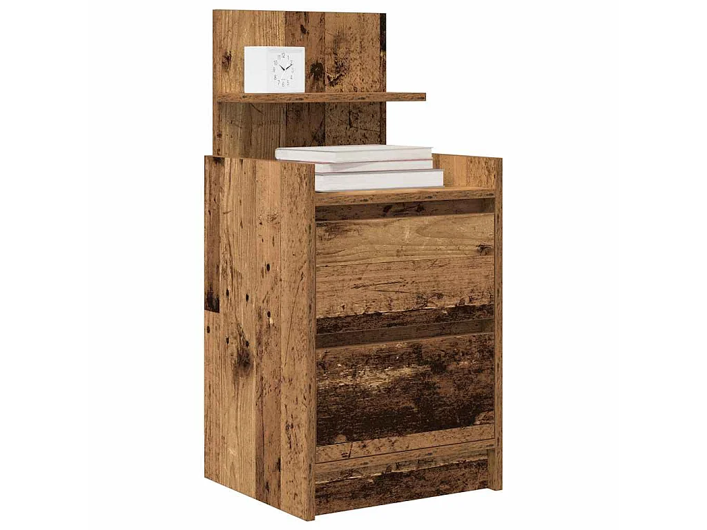 Nachttisch mit 2 Schubladen Altholz-Optik 38x34x80 cm