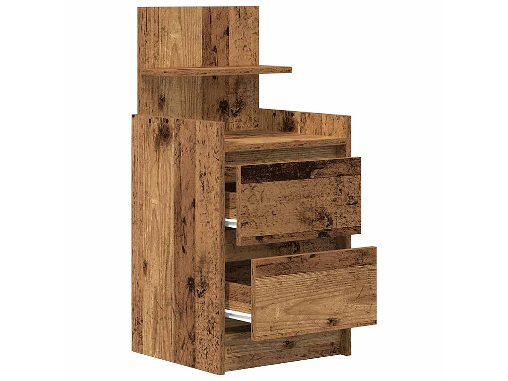 Nachttisch mit 2 Schubladen Altholz-Optik 38x34x80 cm