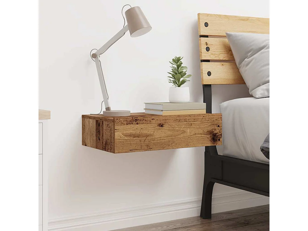 Table de chevet vieux bois 60x35 cm bois d'ingénierie