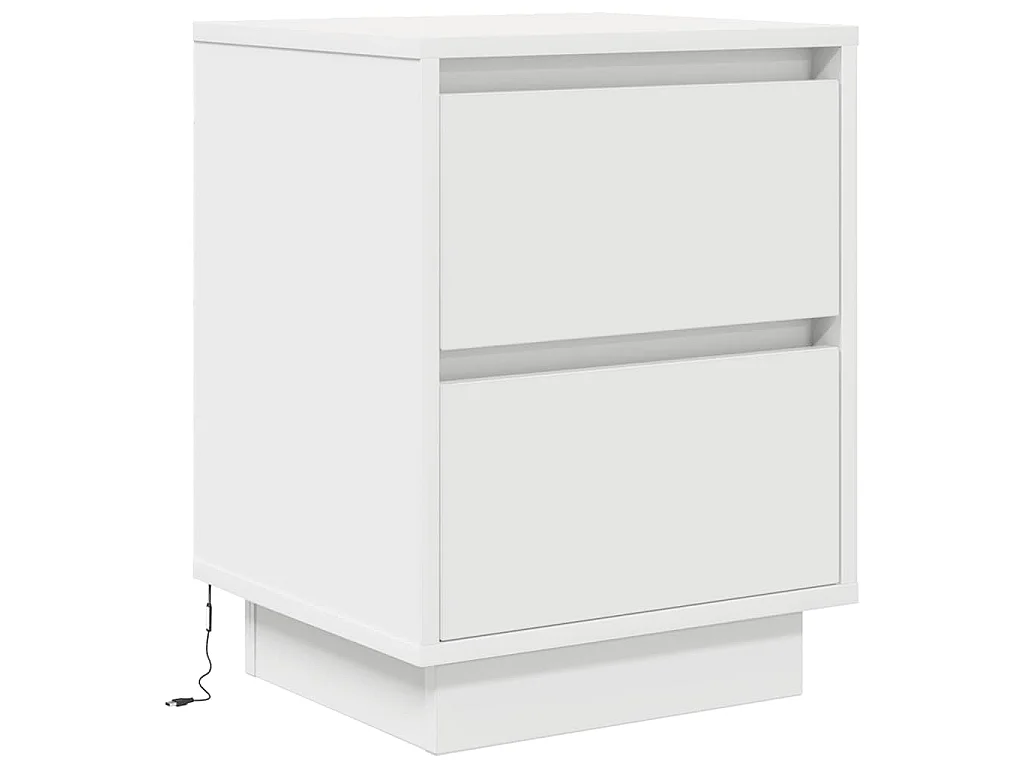 Mesas cabeceira c/ luzes LED 2 pcs 38x34x50 cm branco