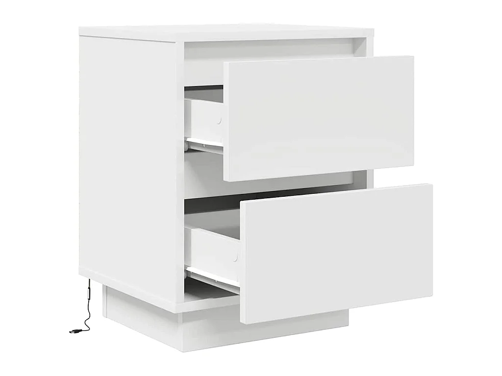 Mesas cabeceira c/ luzes LED 2 pcs 38x34x50 cm branco