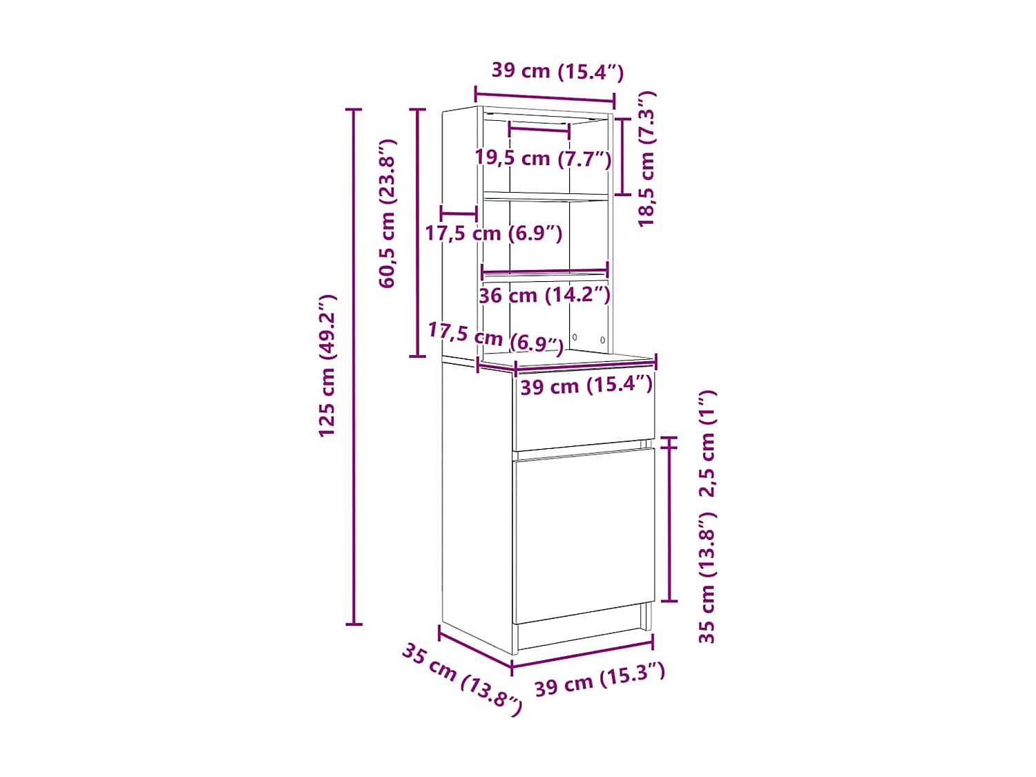 Table de chevet chêne marron 39x35x125 cm bois d'ingénierie