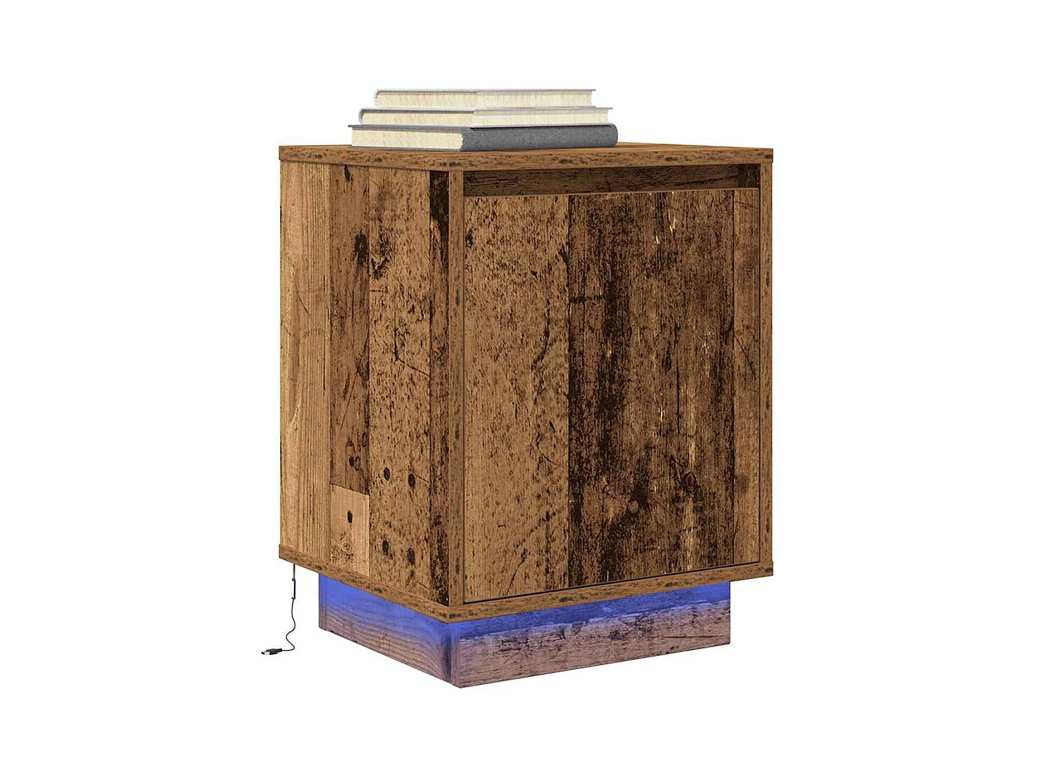 Nachttisch mit LED-Leuchten Altholz-Optik 38x34x50 cm