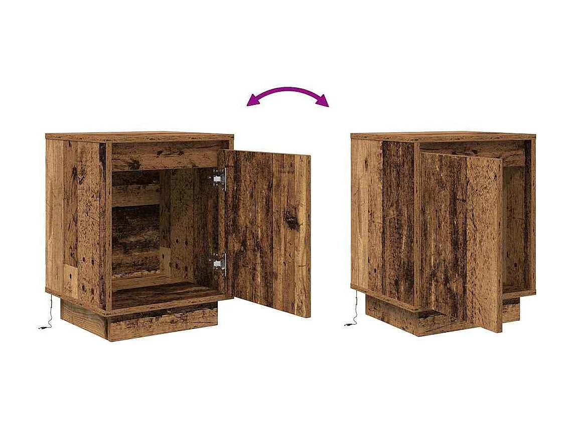 Nachttisch mit LED-Leuchten Altholz-Optik 38x34x50 cm