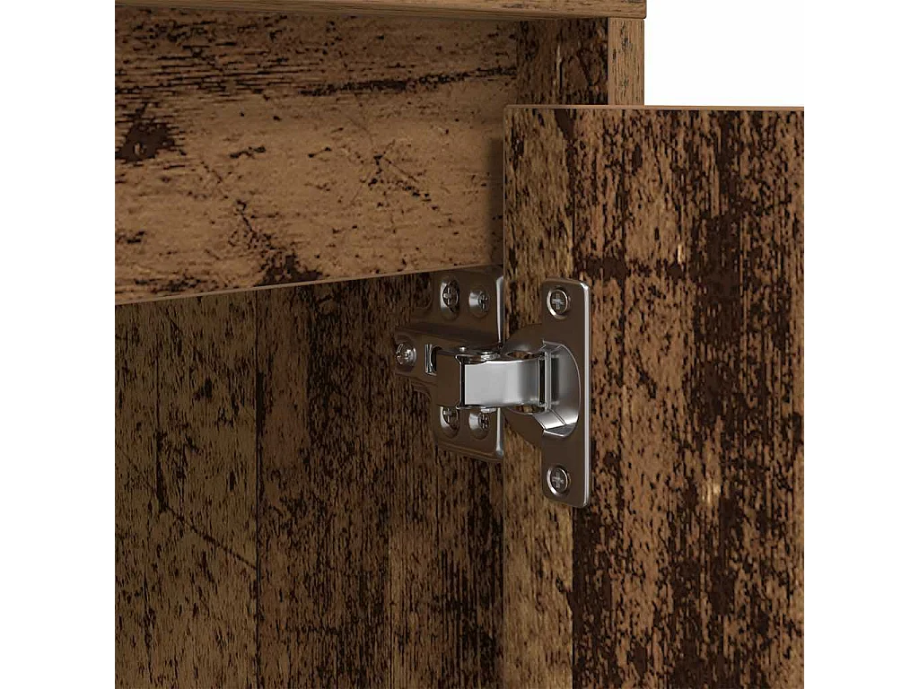 Nachttisch mit LED-Leuchten Altholz-Optik 38x34x50 cm