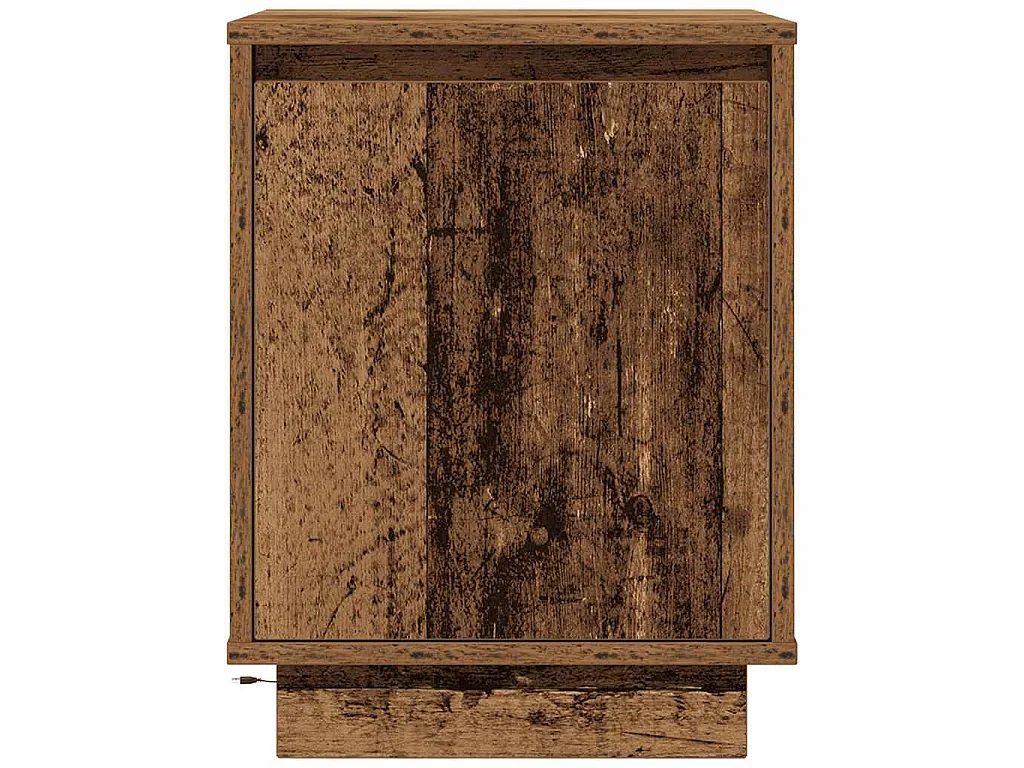 Comodino con Luci LED Legno Antico 38x34x50 cm