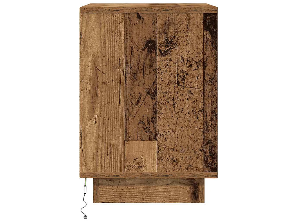 Comodino con Luci LED Legno Antico 38x34x50 cm