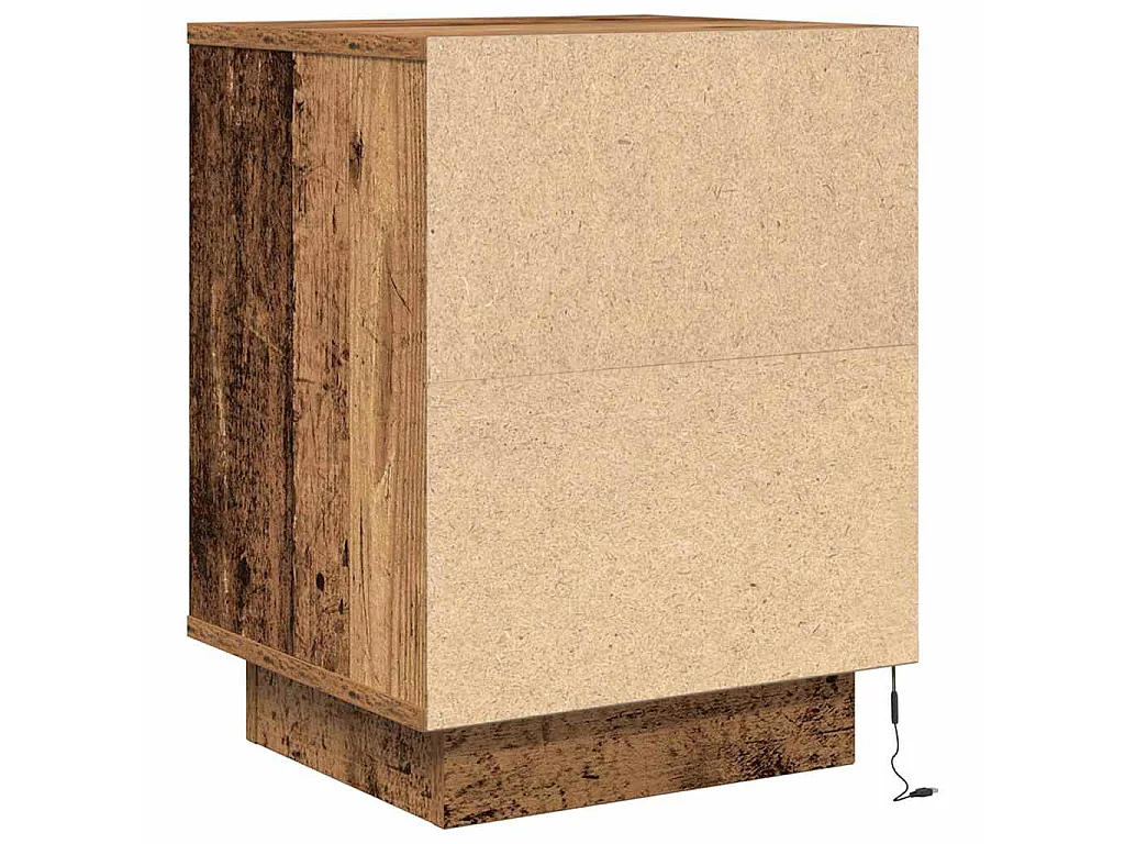 Comodino con Luci LED Legno Antico 38x34x50 cm
