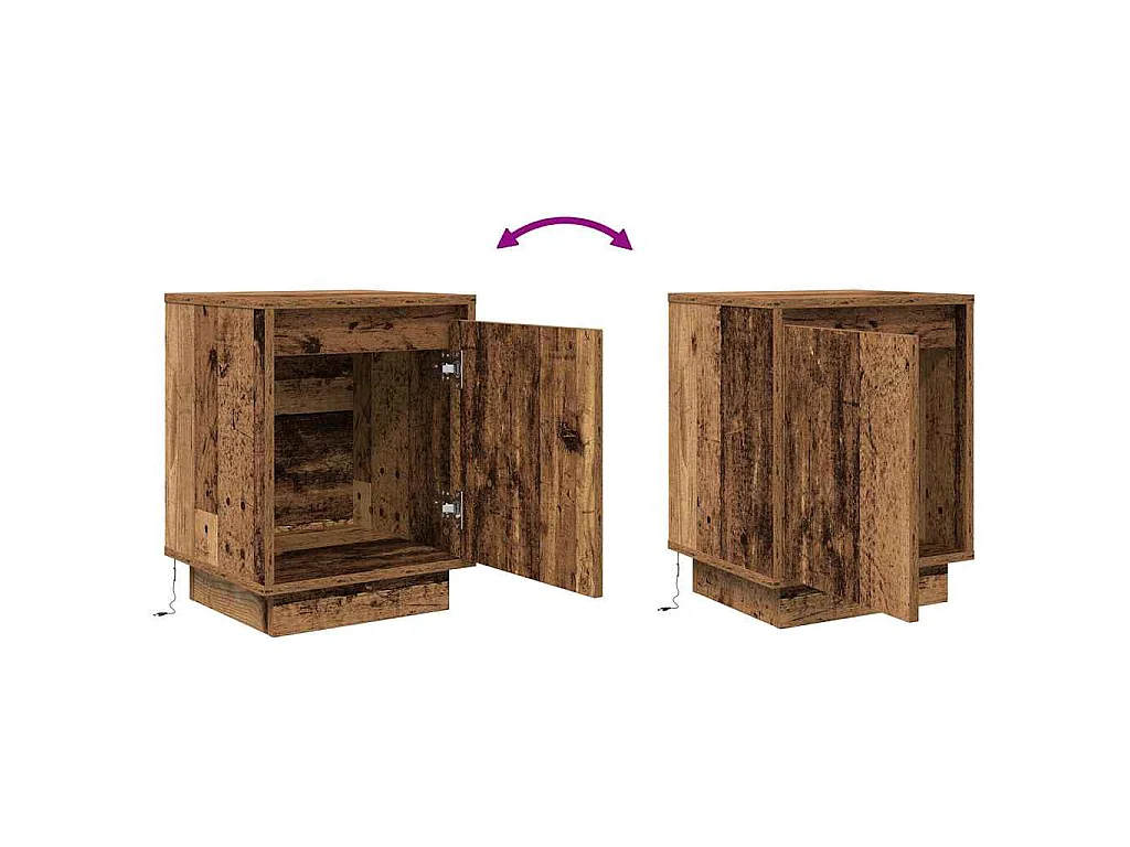 Comodino con Luci LED Legno Antico 38x34x50 cm