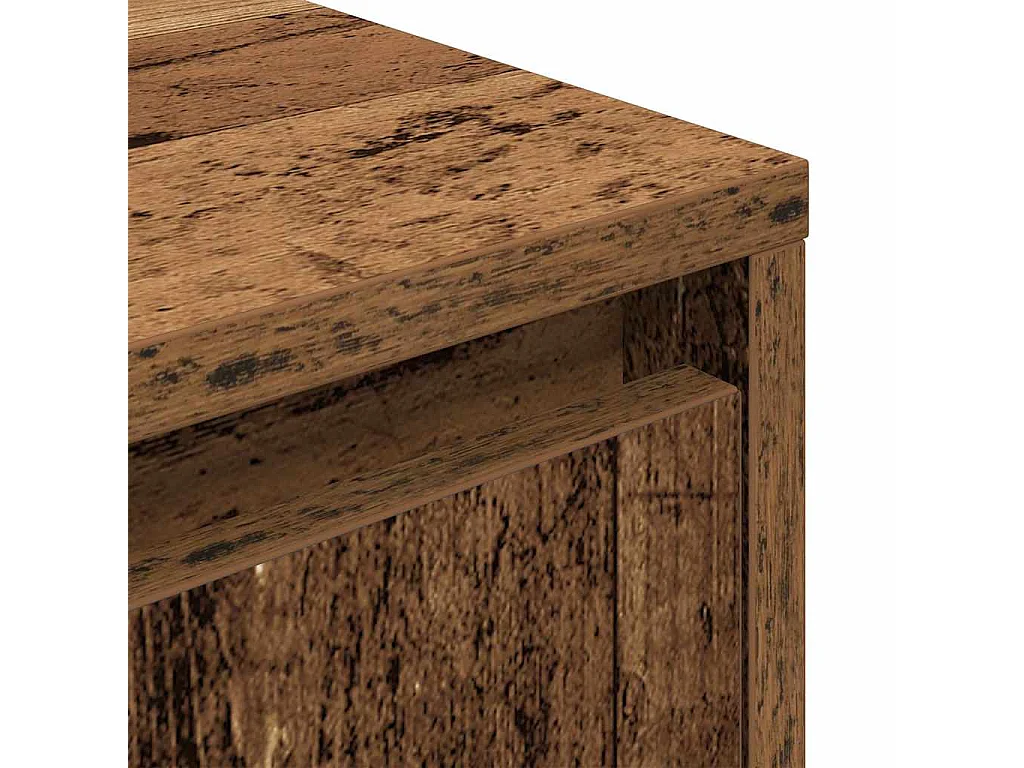 Table de chevet avec lumières LED vieux bois 38x34x50 cm