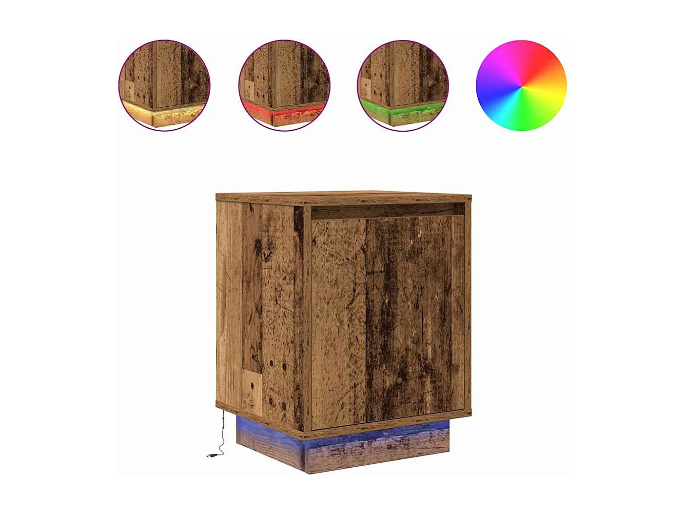 Nachttische mit LED-Leuchten 2 Stk. Altholz-Optik 38x34x50 cm