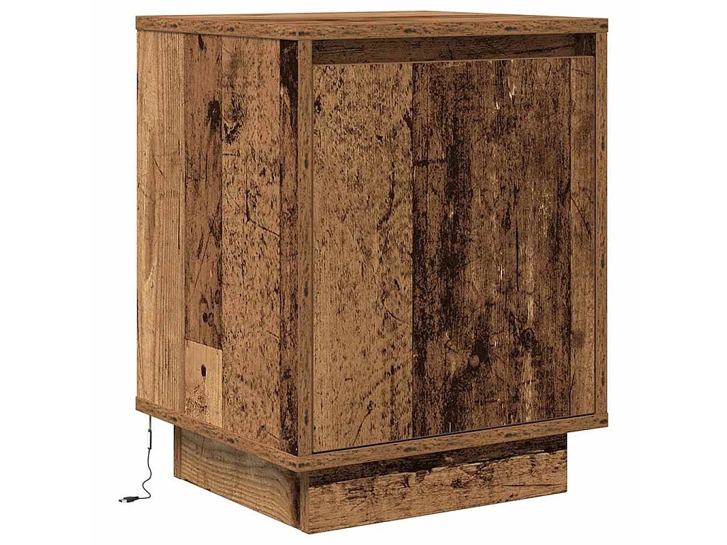 Nachttische mit LED-Leuchten 2 Stk. Altholz-Optik 38x34x50 cm