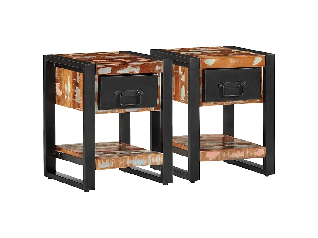 Tables de chevet 2 pcs multicolore bois massif de manguier brut