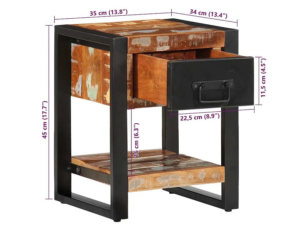 Tables de chevet 2 pcs multicolore bois massif de manguier brut