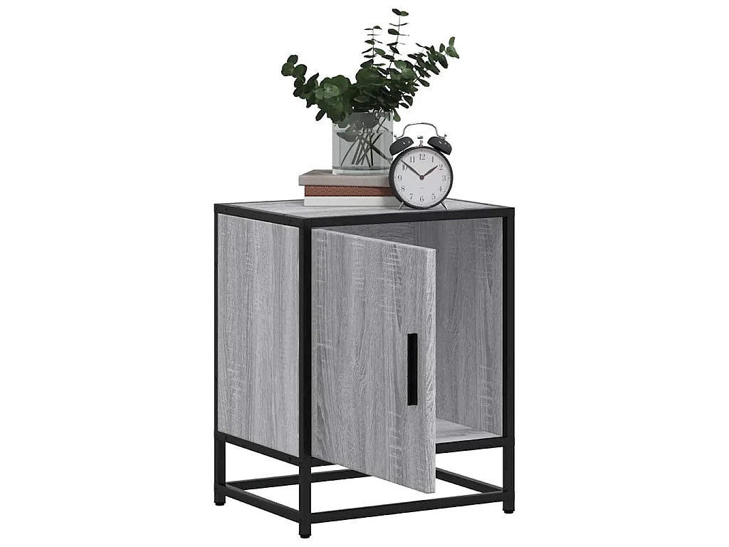 Table de chevet sonoma gris 40x31x50 cm bois d'ingénierie métal