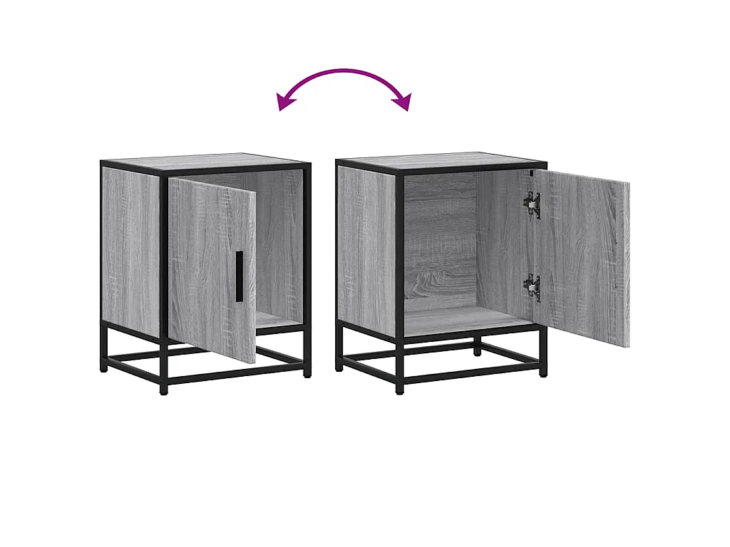Table de chevet sonoma gris 40x31x50 cm bois d'ingénierie métal