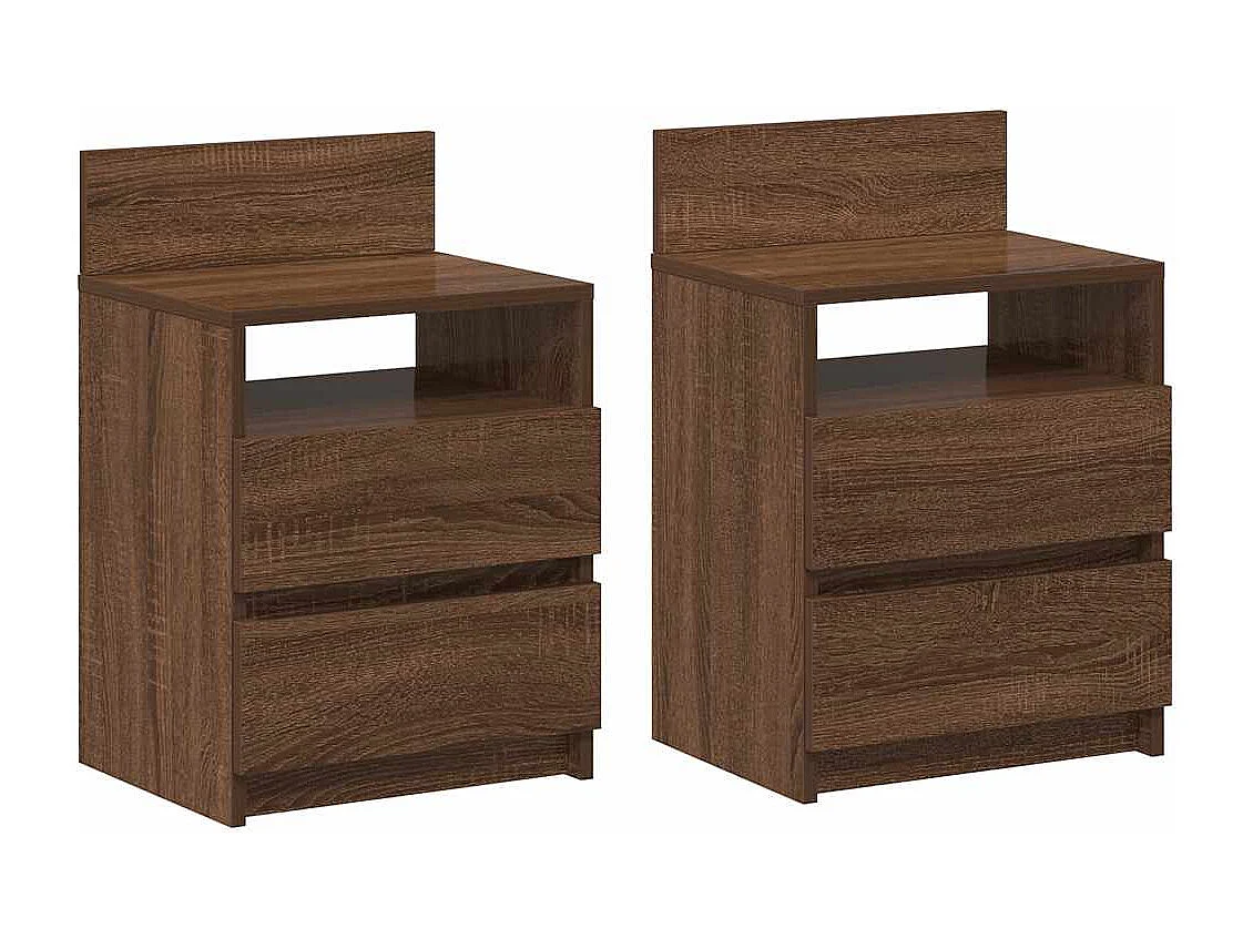 Tables de chevet 2 pcs avec 2 tiroirs chêne marron 40x33x60 cm