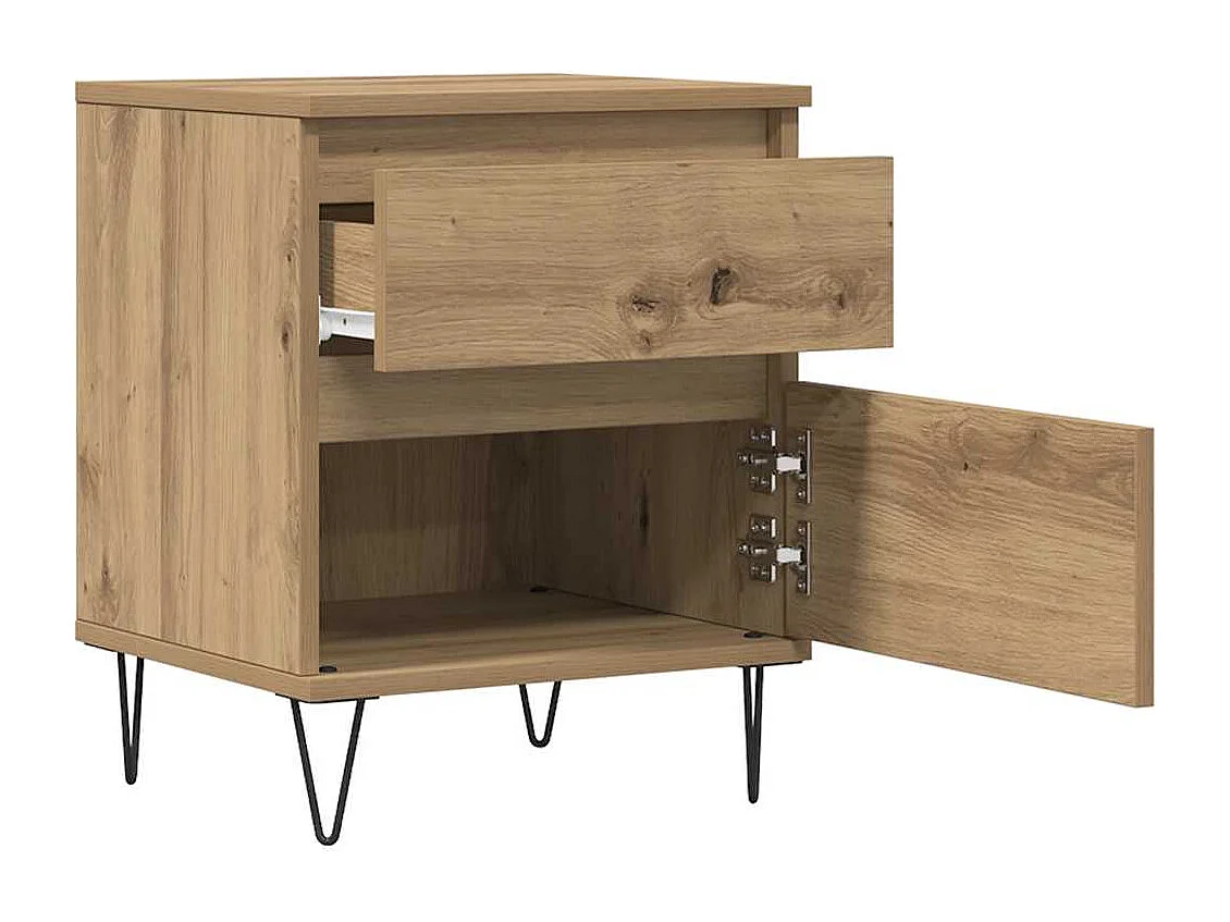 Table de chevet chêne artisanal 40x35x50 cm bois d’ingénierie