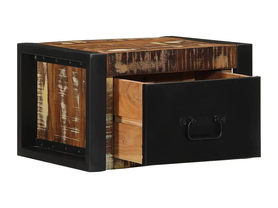 Comodino Multicolore 40x35x25 cm in Legno Massello Recupero