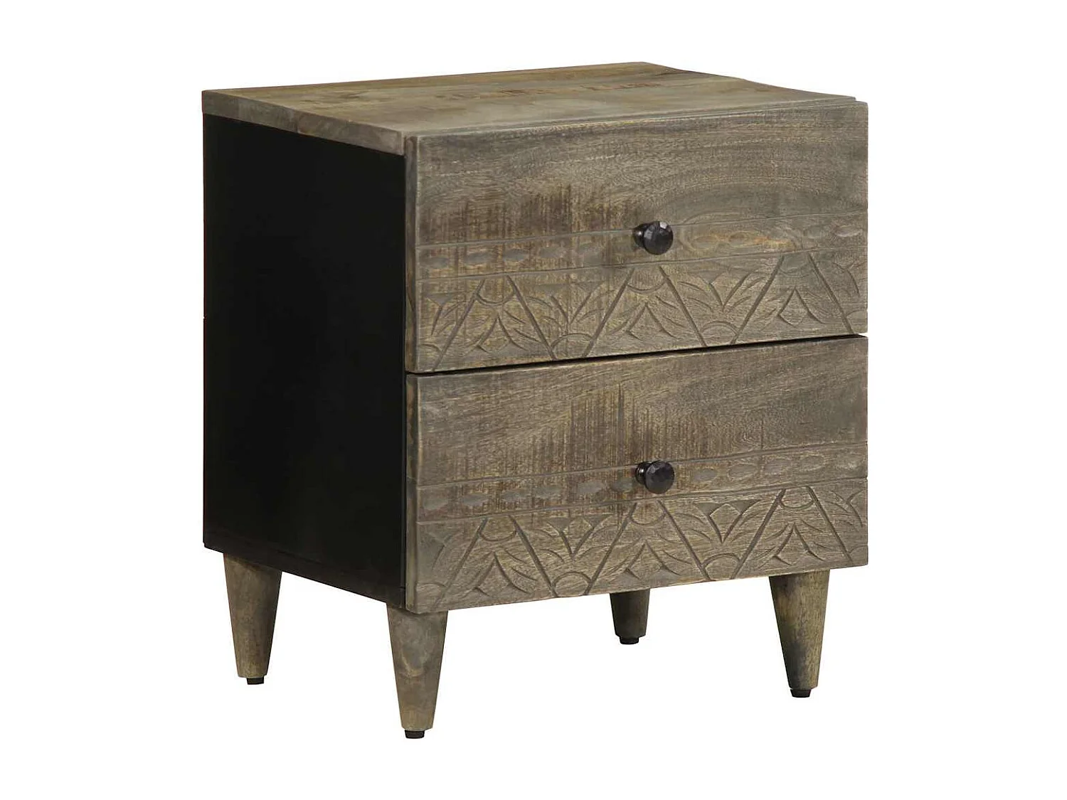 Comodini 2pz Grigio Chiaro 40x33x46 cm in Legno Massello Mango