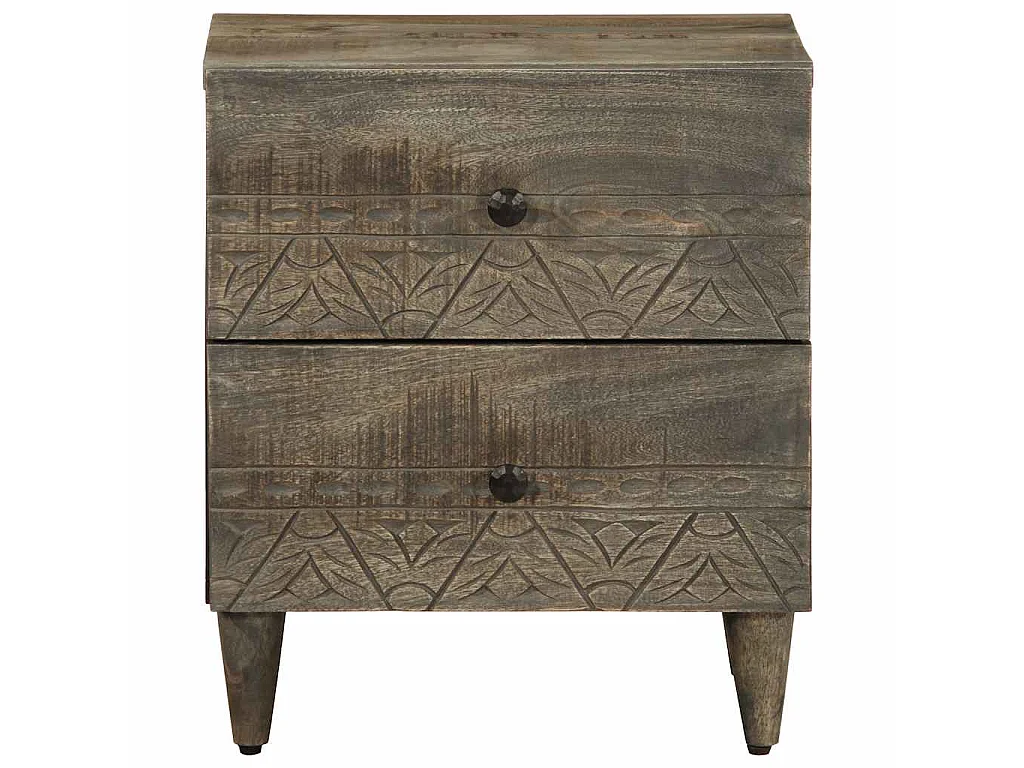 Comodini 2pz Grigio Chiaro 40x33x46 cm in Legno Massello Mango
