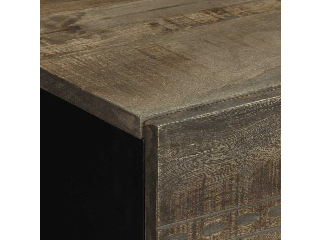 Comodini 2pz Grigio Chiaro 40x33x46 cm in Legno Massello Mango