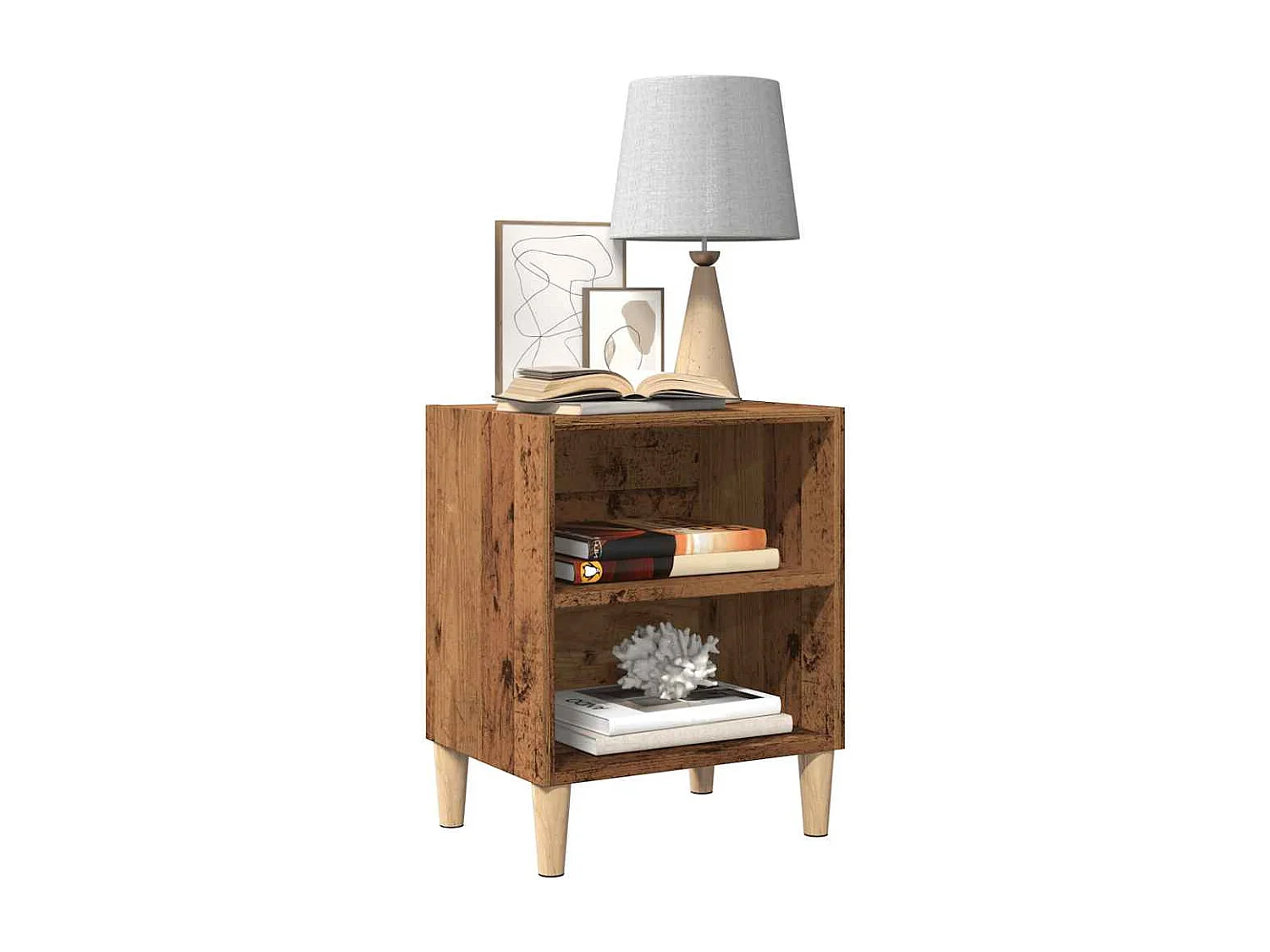Table de chevet vieux bois 40x30x50 cm bois d’ingénierie
